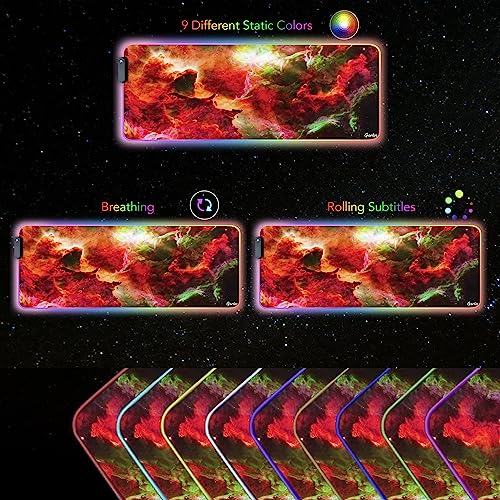 Gerlos Rgb Gaming Mouse Pad, Large Extended Soft Led Mouse Pad With 12 Lighting Modes 2 Brightness Levels, Water Resist Keyboard Pad, Computer Keyboard Mousepads Mat 800 X 300Mm / 31.5×11.8 Inches #TOP5