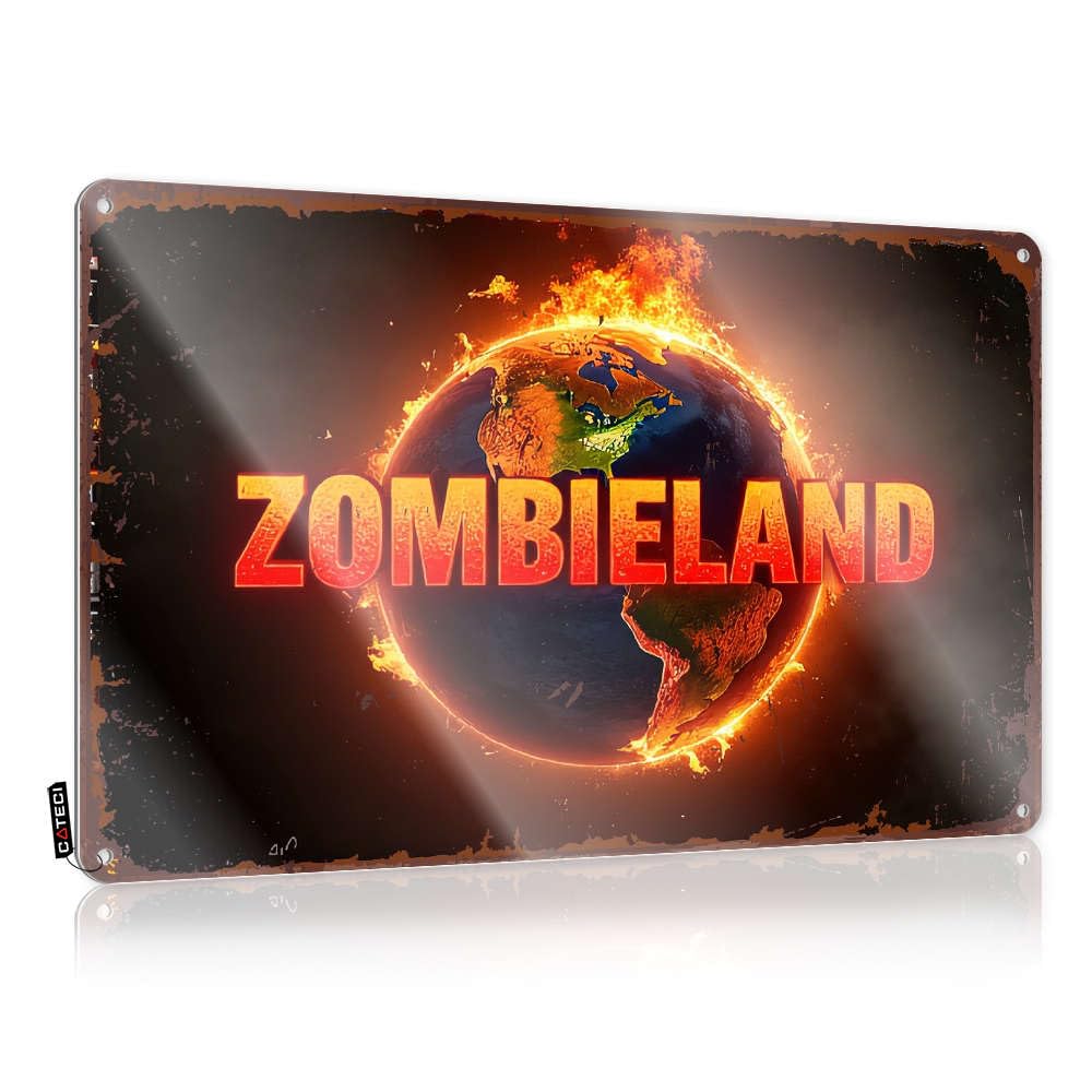 Fzfn Colour Room Decore, Cool Wall Art Clearance Fun Zombie Apocalypse On Earth. | Rustic Cottage Wall Art(30X40cm)
