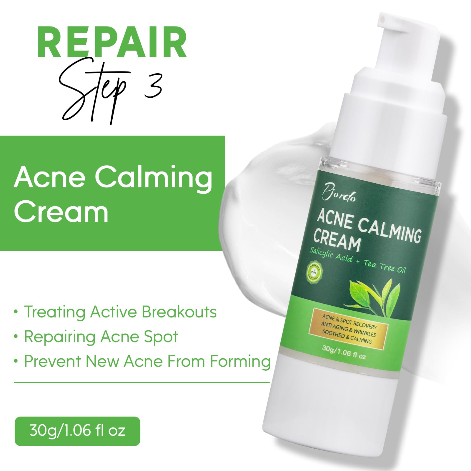 Pjordo Acne Skin Care Set, 3 Step Acne Treatment, Skincare Gift Set with Cleanser, Toner, Cream, Salicylic Acid & Tea Tree Oil Acne Kit, Skin Care Routine Kit, Face Care Set for Women Teen Girls