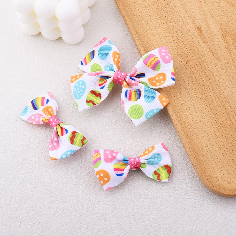 Pinzas para el cabello con moño rosa para Pascua, accesorios lindos para niñas y mujeres, juego de 3 piezas miniatura 6