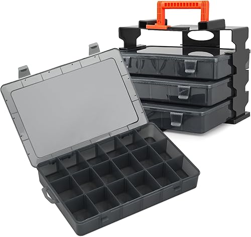 Miniatura 14 de MoNiBloom Organizador de Cajas de Aparejos Portátil con Bandeja Extraíble, Caja de Herramientas de Almacenamiento de Plástico Transparente