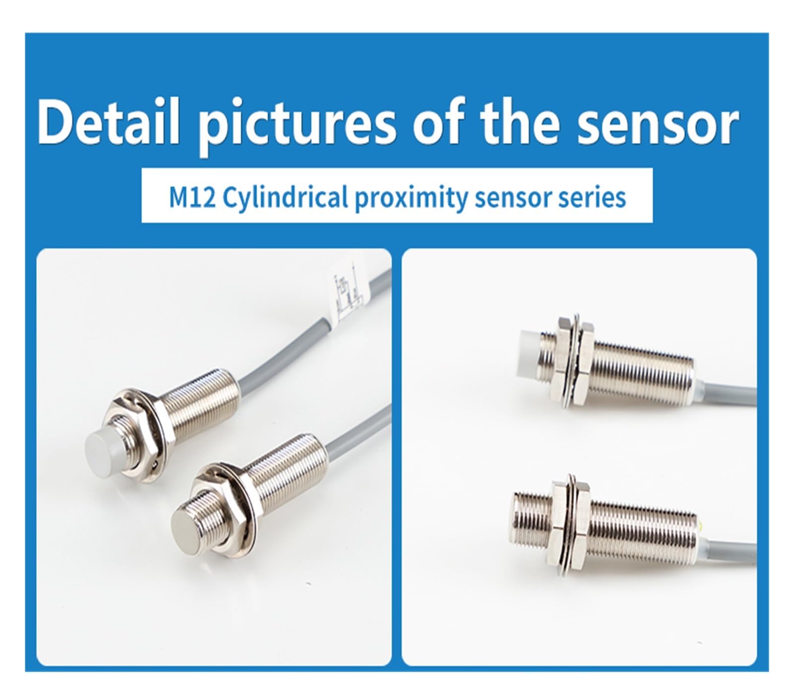 Sensor PNP NPN M12 DC 10-30 V, Interruptor de proximidad inductivo cilíndrico no enrasado, Sensor de proximidad de Alta precisión y Larga Distancia(M12 Non-Flush 8mm PNP NO)