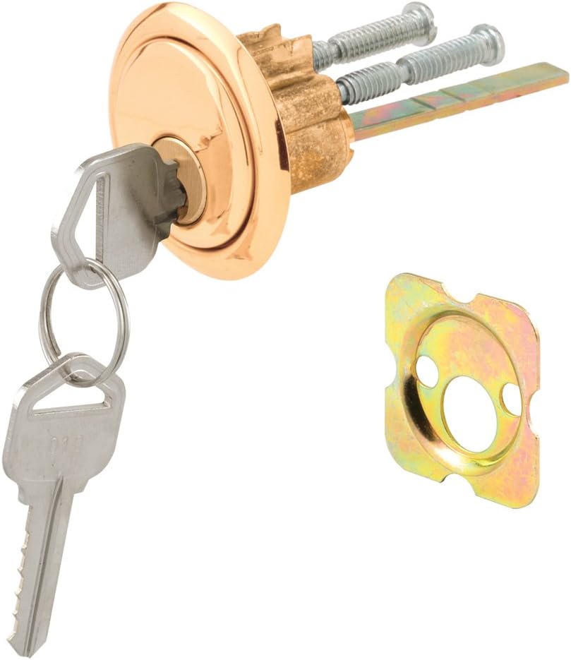 U 9965 Rim Cylinder Lock, 3/4 In. Hole Center, Diecast, Brass Plated, Kwikset (Single Pack)
