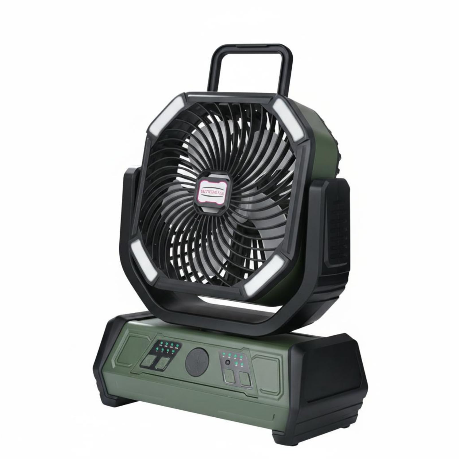 Quiet Rechargeable Camping Fan Cordless Oscillating Tent Fan Multi-Speed Outdoor Gear Hanging Hook for Fishing, Black Green, Auto Swing Remote-image-24