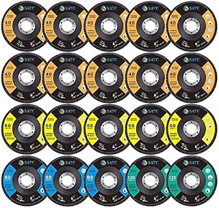 S SATC 20 Packs Flap Discs 115mm 40 60 80 120 Grit Zirconia Grinding Discs for Angle Grinder to Sanding Grinding Metal Wood