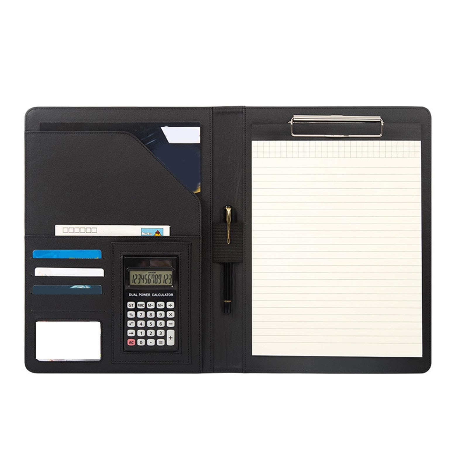Cartella per conferenze di lavoro in pelle Appunti Cartella Formato Lettera Documenti Caso con Appunti Tasca per Carta Tasca per Penna Slot Rimovibile Raccoglitore Appunti