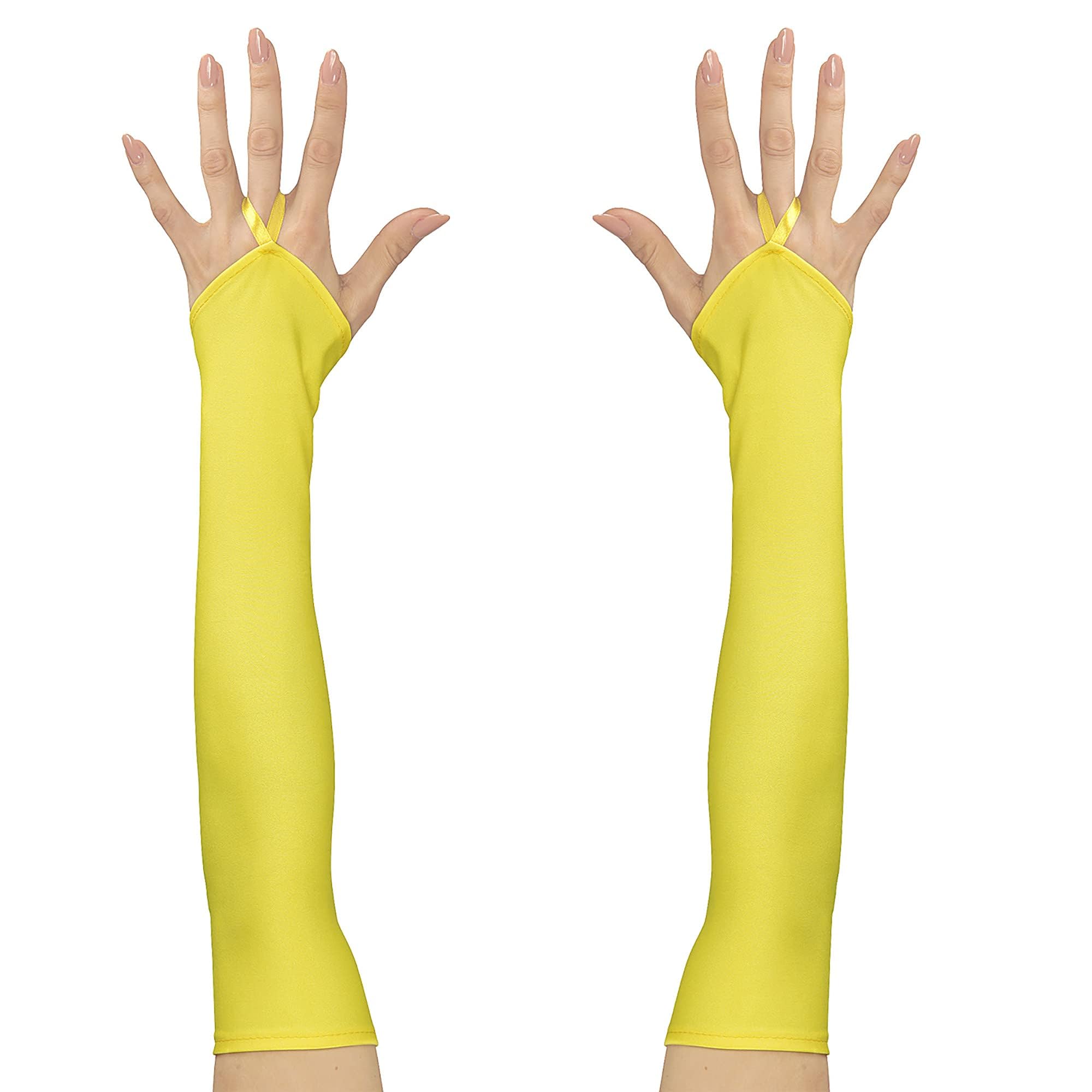 Widmann 00596 - Neon Colour Fingerless Satin Gloves, Other Toys