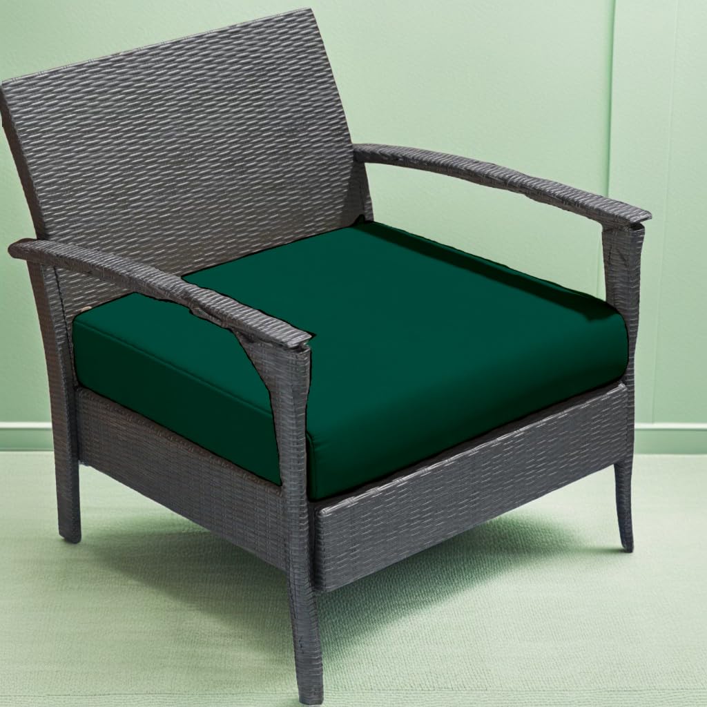 A ATH COLLECTION Seat Pads Cushion for Rattan Garden Furniture 100% Water Resistant Garden Patio Chair Cushions Kitchen Dining Living Room Coffee Shop ALL-PURPOSE Use (Green, 20"X20"X4")