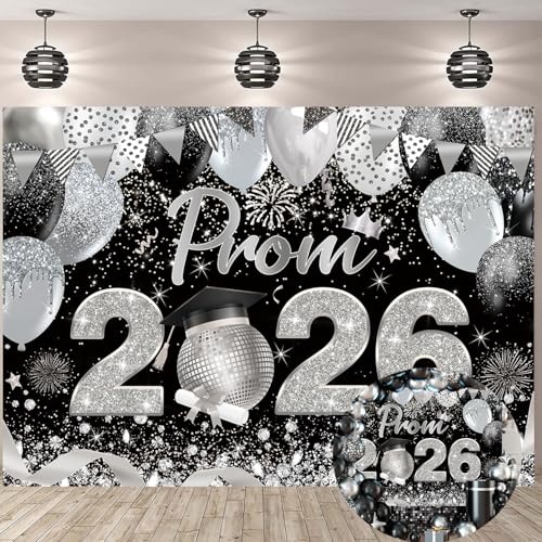 Toile de fond noire et argentée pour bal de fin d'année 2,4x1,8m décor photo