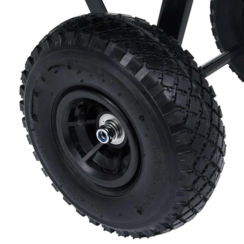 Garten Kippwagen 75 L 300 kg Schwarz Stahlrahmen PU Gummiräder Transportkarre für Gartenarbeit Schubkarre mit Kippfunktion
