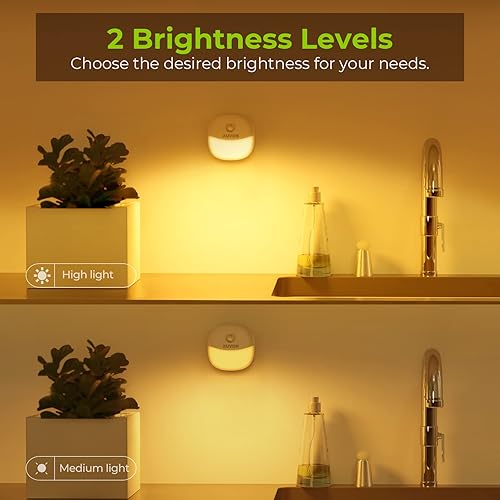 Miniatura 5 de AUVON - Luz nocturna recargable con sensor de movimiento, luz LED blanca cálida autoadhesiva para armario con sensor de atardecer a amanecer, brillo
