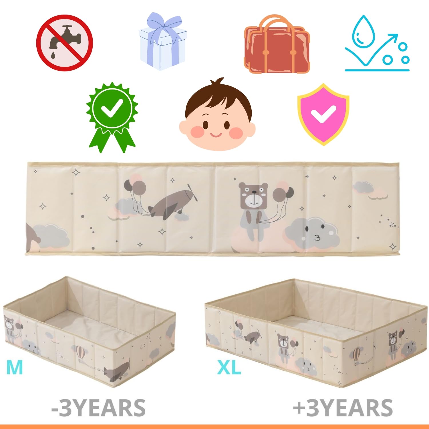 RUGUIES- Ball Pit for Baby and children under 3 years old- Rectangular Ball Pool- Kids' Ball Pits- Portable and Folding- For indoor and Outdoor- Waterproof- (balls not included) - Image 4