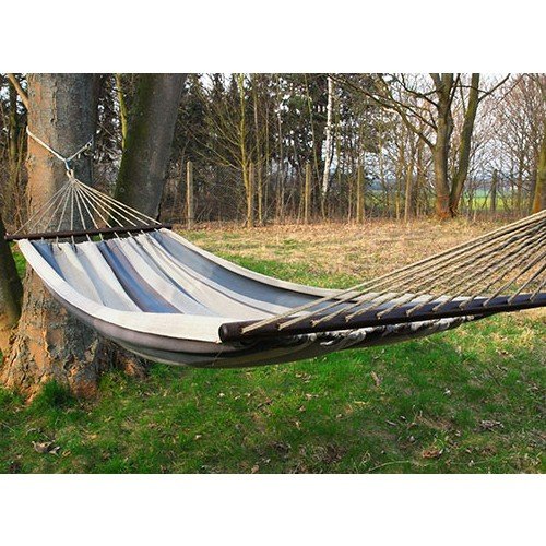 Gruener Handel Hängematte Amazonas mit Stab - bis 120 kg | Baumwolle | Handarbeit
