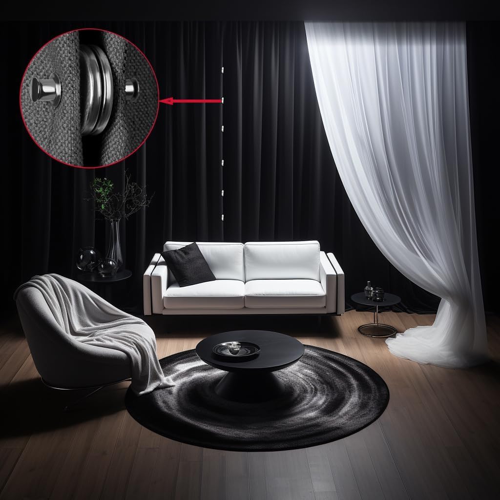 24 Pezzi Calamite per Tende da Interno, Rimovibile Fermatenda, Argento Ferma Tende con Calamita, Durevole Magneti per Tende, per Camera Letto, Soggiorno, Bagno, Cucina, Ufficio