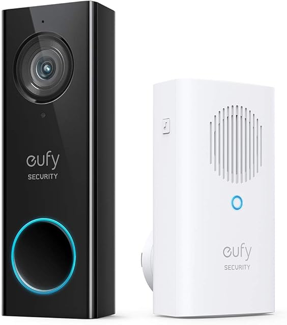 eufy Security, Wi-Fi Video Doorbell, 2K Resolution, No Monthly Fees, Local Storage, Human Detection, with Wi-Fi ChimeRequires Existing Doorbell Wires and Installation Experience, 16-24 VAC, 30 VA