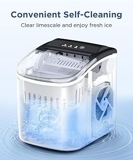 COWSAR Ice Maker Countertop, Portable Ice Machine with Self-Cleaning, 26.5lbs/24Hrs, 9 Bullet Ice Cubes in 6 Mins, Ice Basket and Scoop, Ideal for Home, Kitchen, Bar, Camping