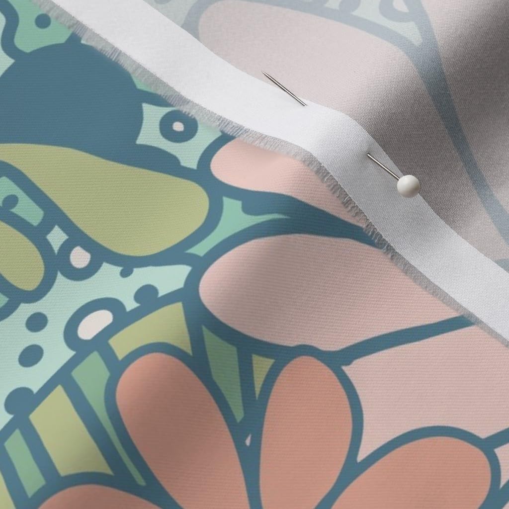 Spoonflower Fabric - Sea Dragon Pastel Nautical Coastal Seashell Coral Pink Lavender Mint Printed on Organic Cotton Sateen Fabric by The Yard - Sewing Quilting Apparel Home Decor