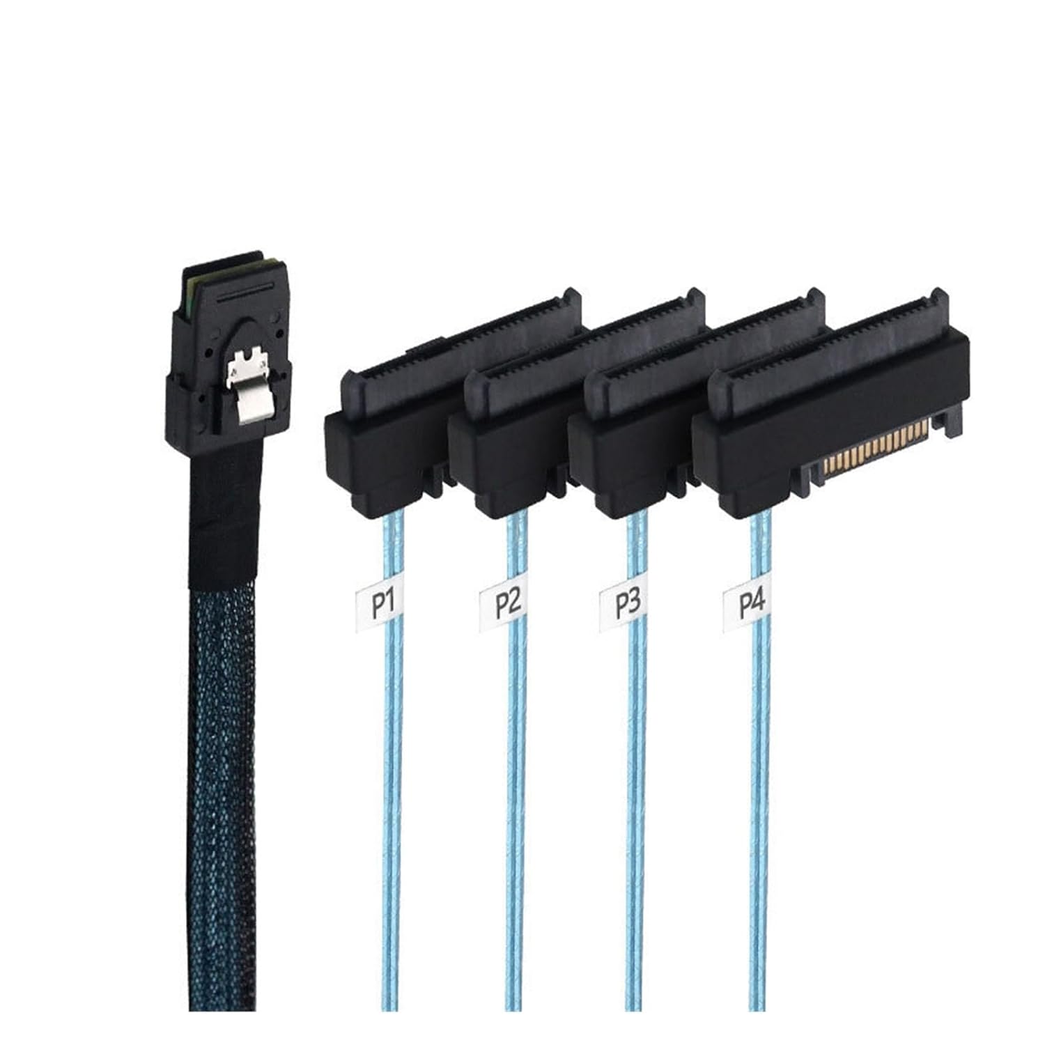 YXY S/A/S Cable Internal 36Pin M1ni S/A/S SFF-8087 Host to 4 SFF-8482 Target S/A/S Hard Disk and SATA Power Cable 50cm 100cm(0.5M)