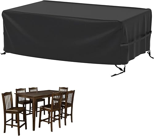 Velway Funda rectangular impermeable para muebles de patio para mesa y sillas al aire libre, 84 pulgadas de largo x 52 pulgadas de ancho x 29