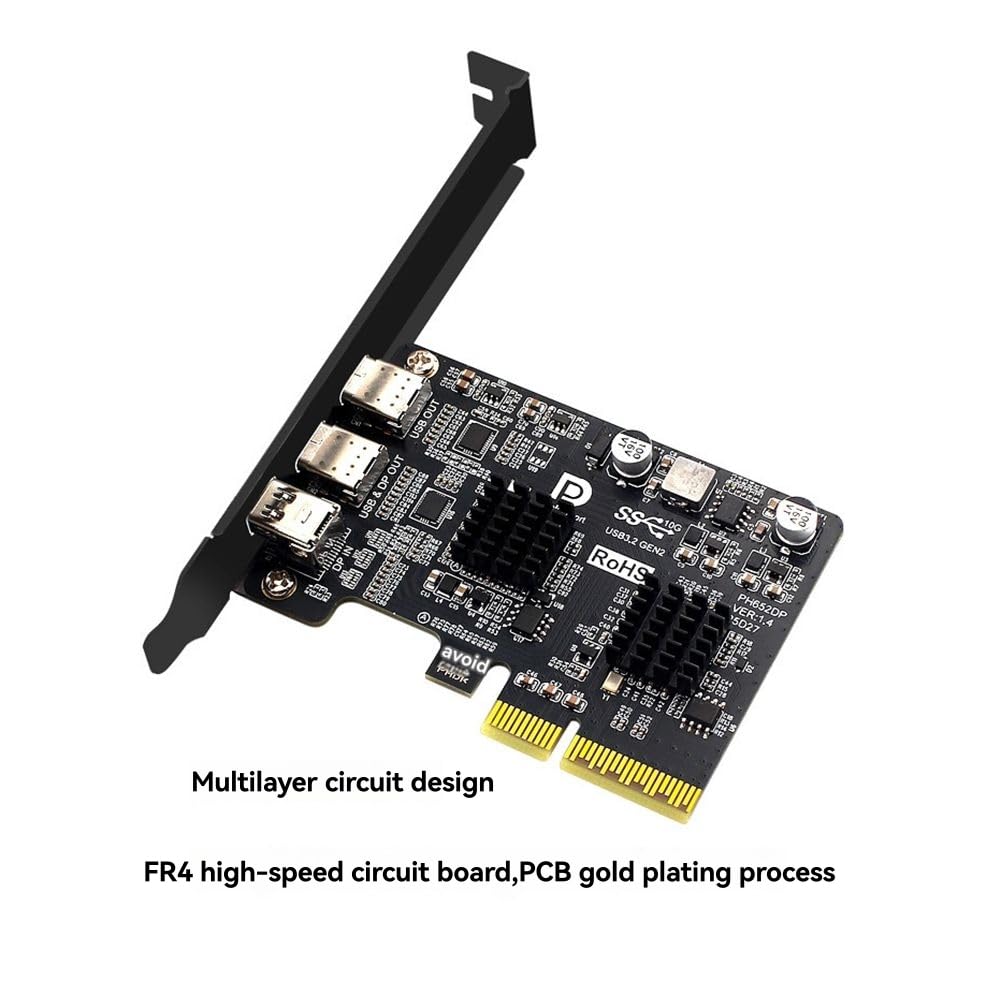 Karta USB-C PCIE C PCI-Express na USB 3.2 10 Gb/s + DP1.4 karta rozszerzeń PCI Express do USB 3.2 Gen2 dla Win/Linux