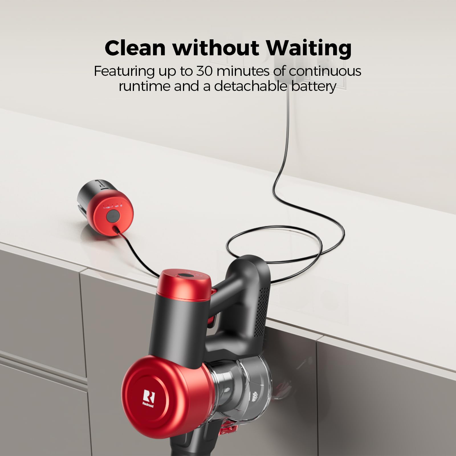 L6 Aspirapolvere Senza Fili, 4-in-1 Scopa Elettrica Senza Fili Potenze, Antigroviglio Aspirapolvere Verticale Potente 15Kpa, Leggero & Versatile per Tappeti, Pavimenti, Capelli