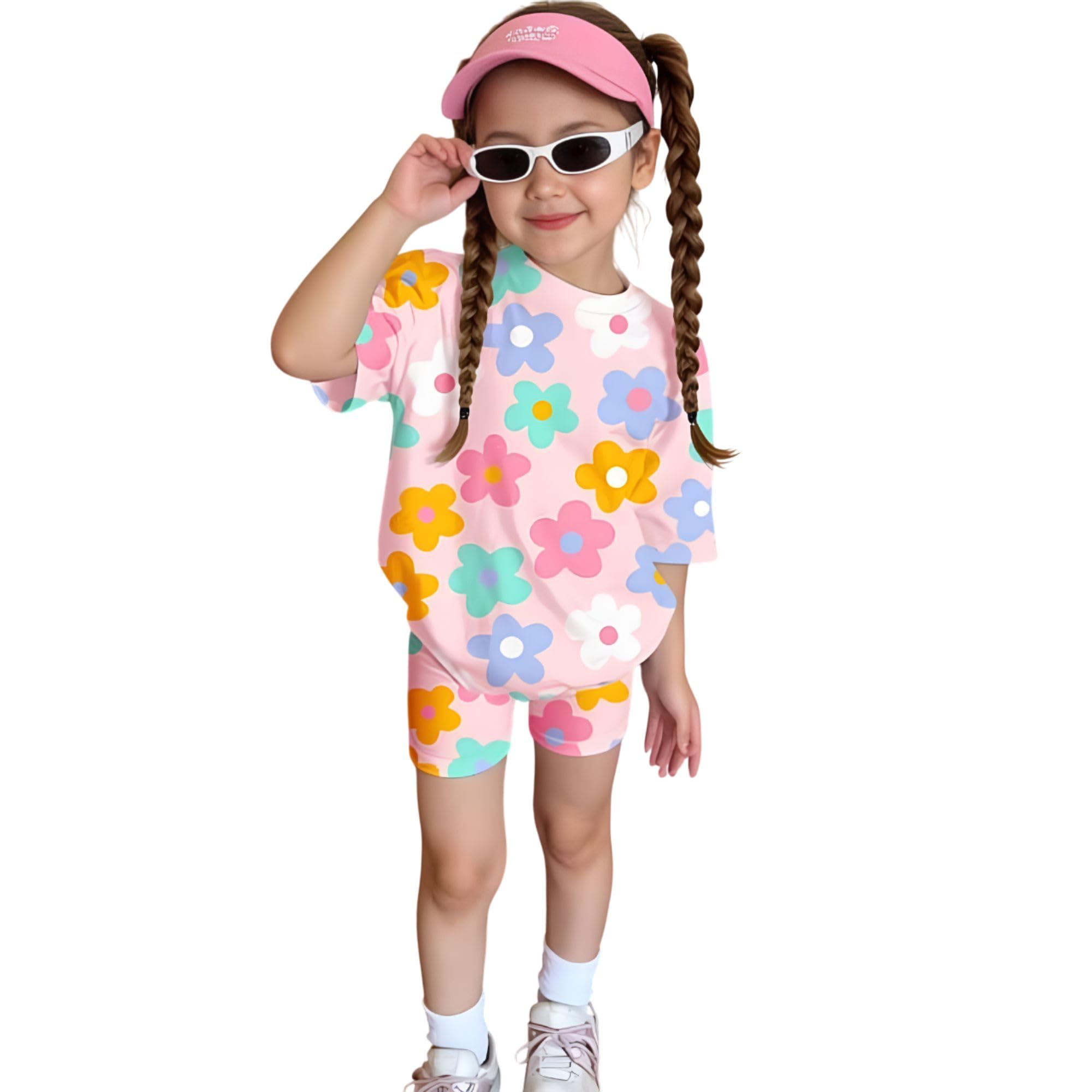 4 you dresses 4YOU Dresses Beautiful Cotton Blend Fabric with Beautiful Print Tshirt and Half Pant For Girls-picture-23