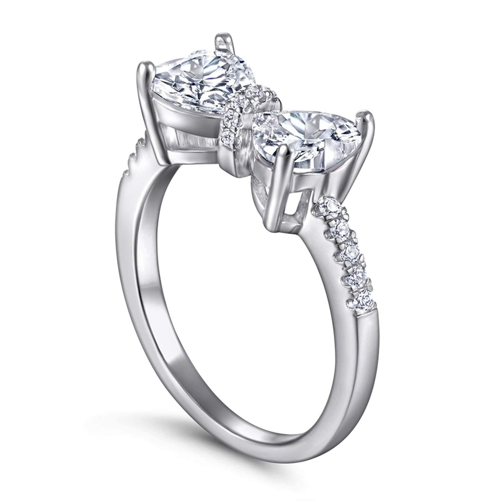 WXKAGF Eheringe für Frauen, Geburtstagsgeschenk für Frauen, Schleife aus Sterlingsilber mit Zirkonia zum Valentinstag