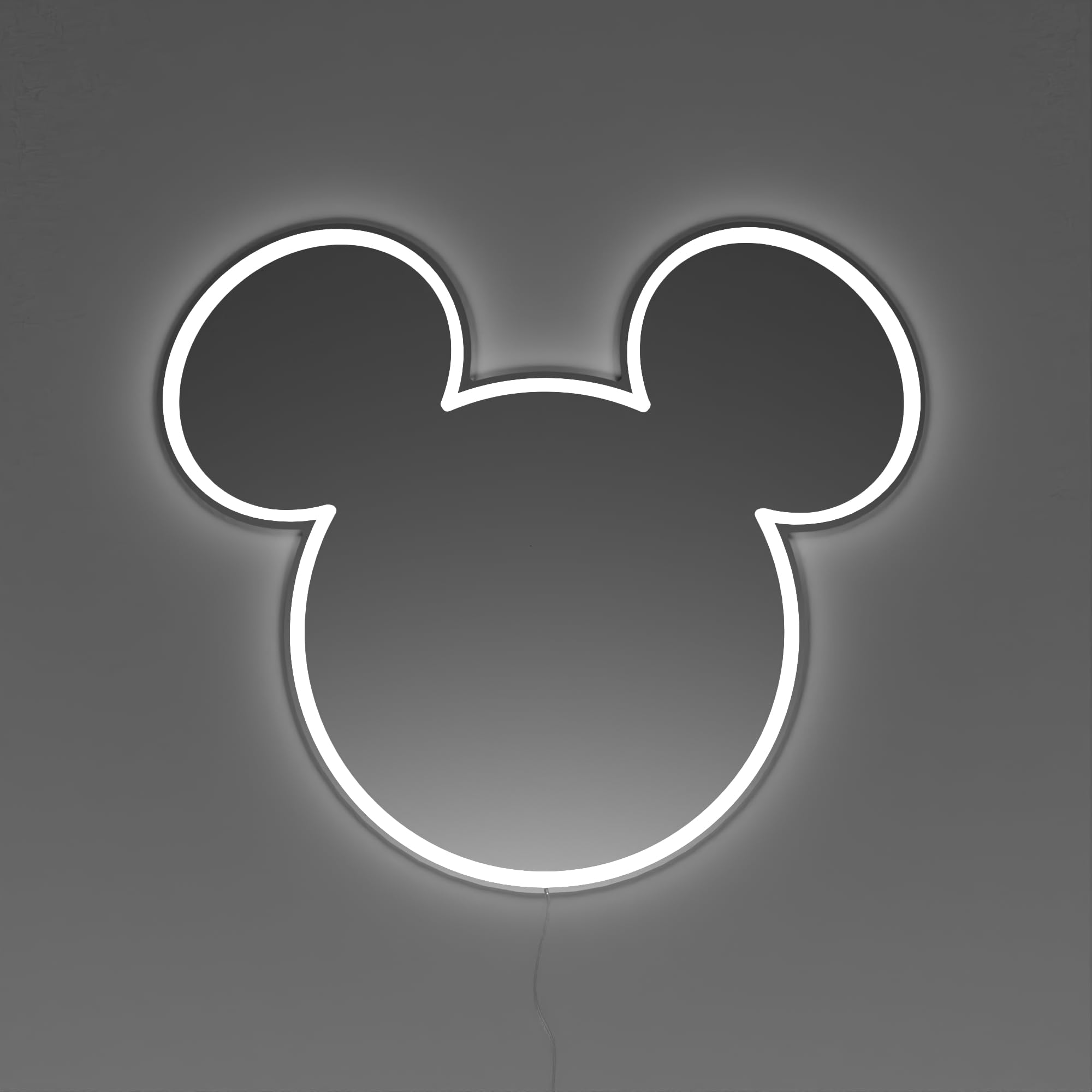 YELLOWPOP Letreros de neón, espejo de Mickey Mouse de Disney (plateado), letreros de neón para decoración de pared, luces LED de neón de bajo consumo para todas las paredes, letrero de neón