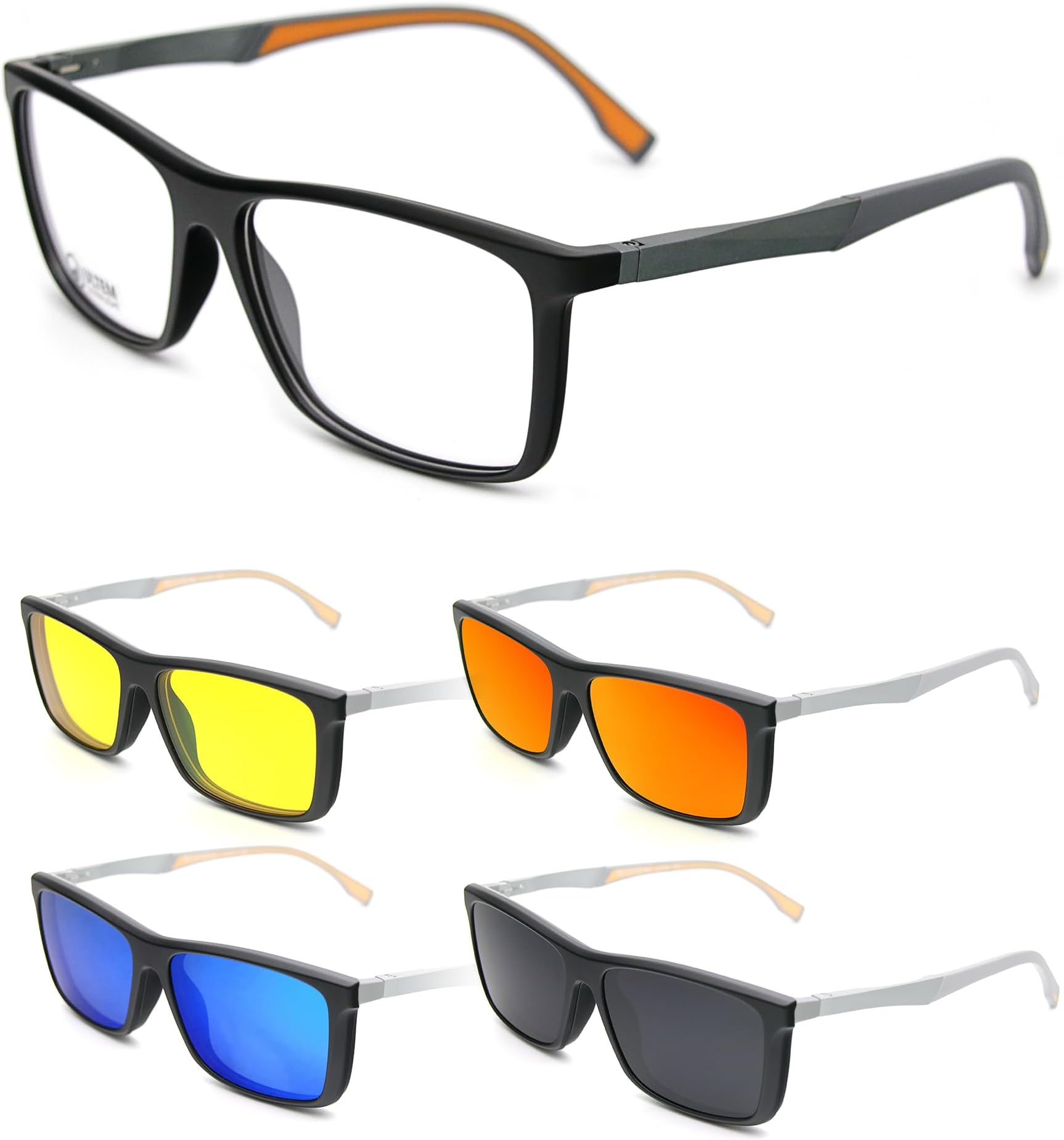 Magnetic Clip on Sunglasses Women Polarized UV Square Men Sunglasses Night Driving Eyeglasses For Fishing Hiking
