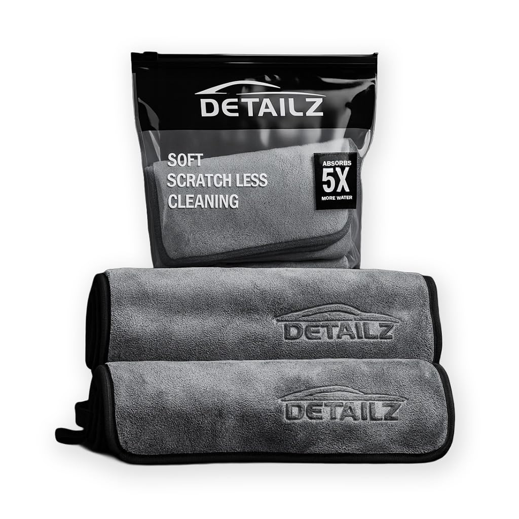 DETAILZ Microfiber Car Cleaning Cloth - Super Soft 500 GSM (40x40 CM) Microfiber Cloth for Car and Bike - Suede Edging for Scratch Less Drying and Detailing (Pack of 2)-image-24