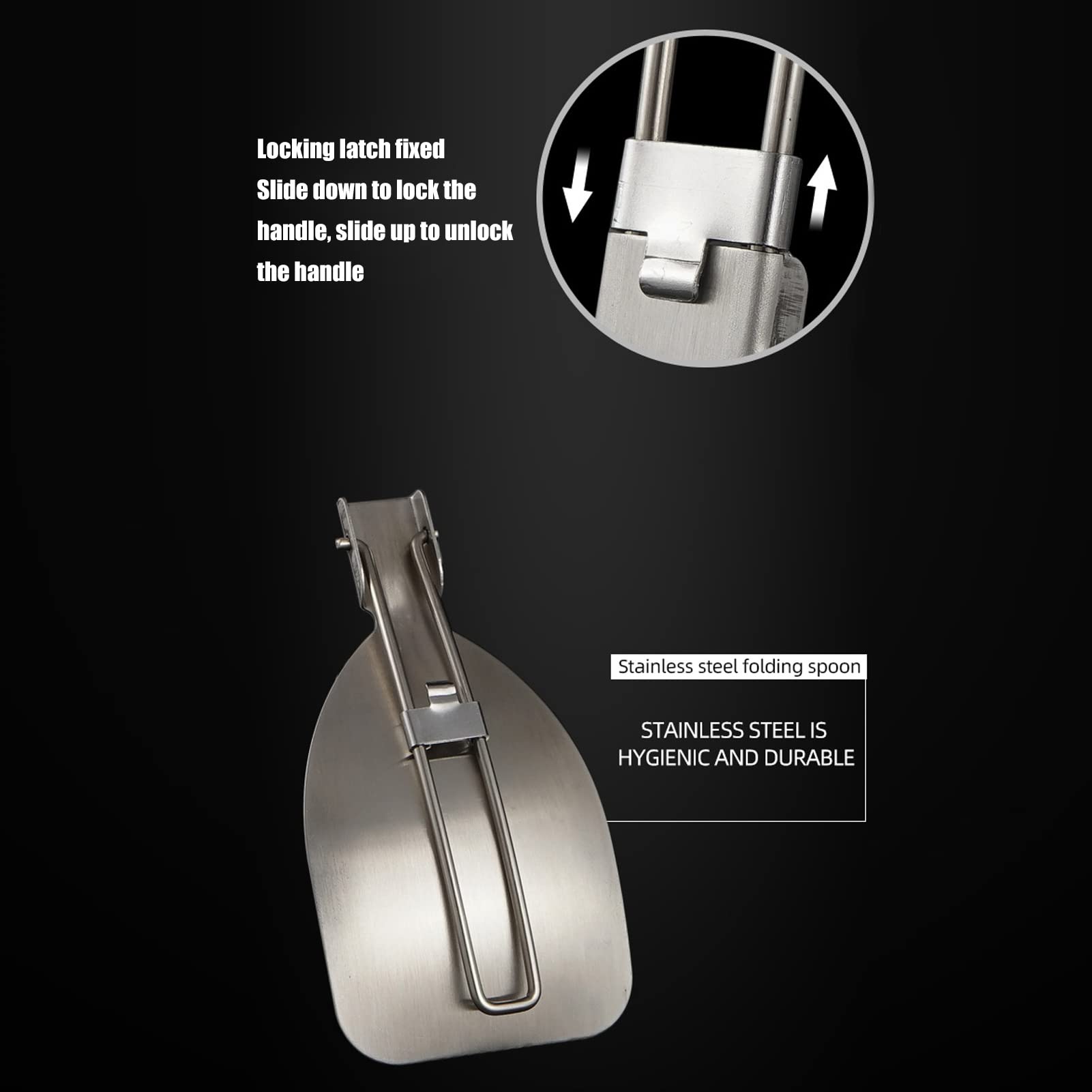 Stainless Steel Folding Spatula Latch Design Lightweight Portable Folding Food Spatula for Outdoor Camping Cooking (Rice Spoon)