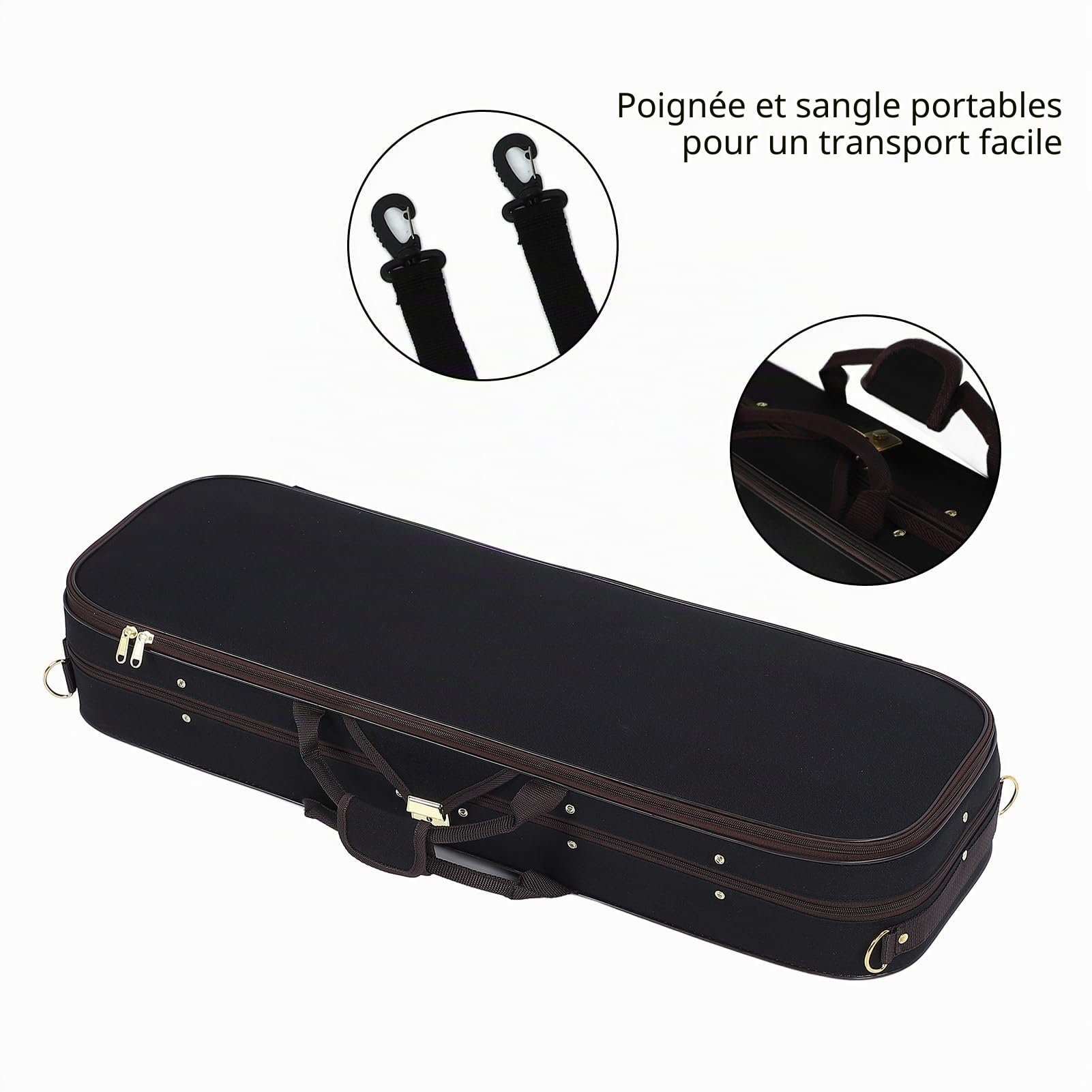 Boîte de Violon 4/4, étui de Rangement de Protection pour Violon à Coque Rigide en Tissu Oxford avec Hygromètre pour Violoniste