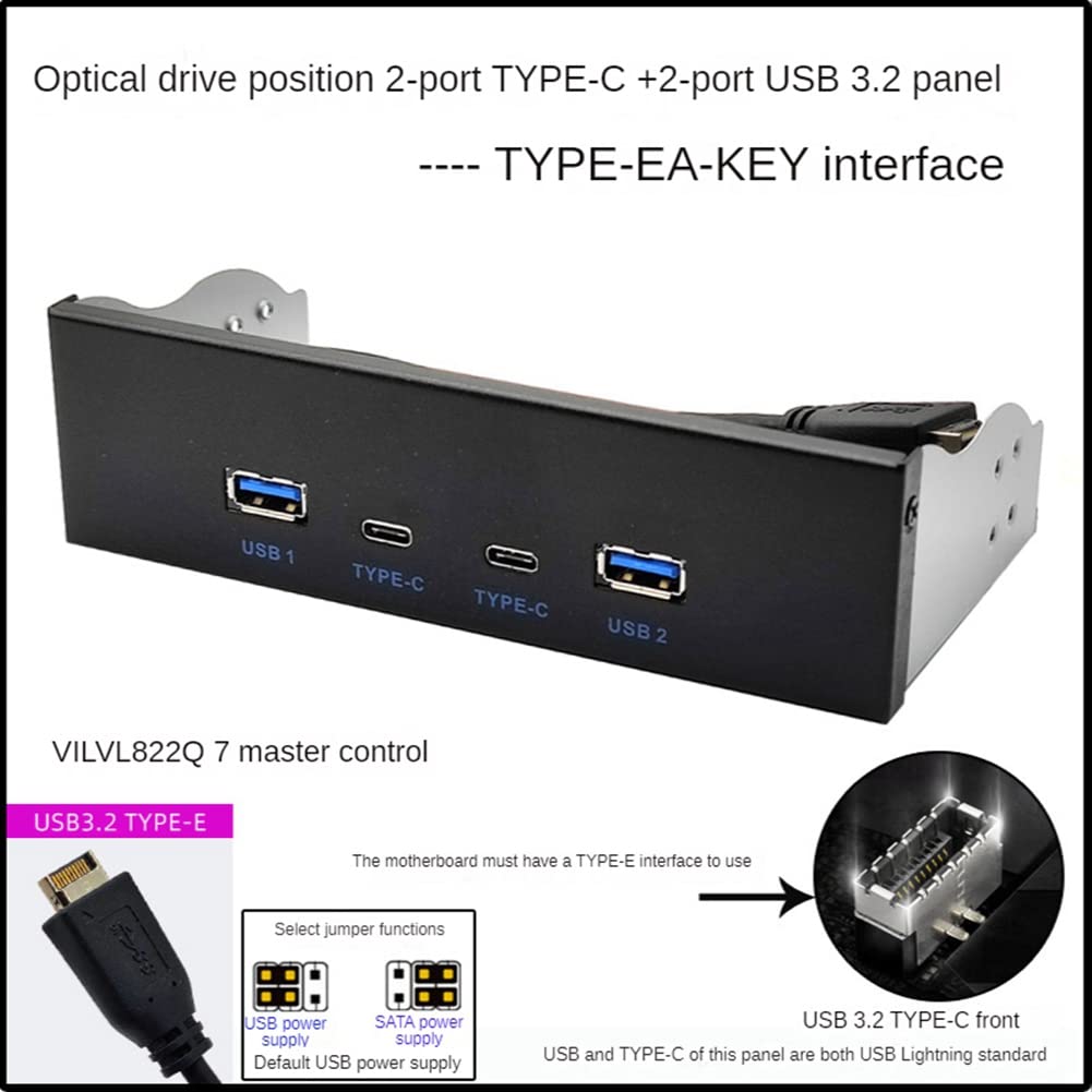 USB3.2 Type-C 10Gbps Optisches Laufwerk Panel 2X USB GEN2 2X Type-C HUB 19PIN zu C-Port Front-Back-Stecker