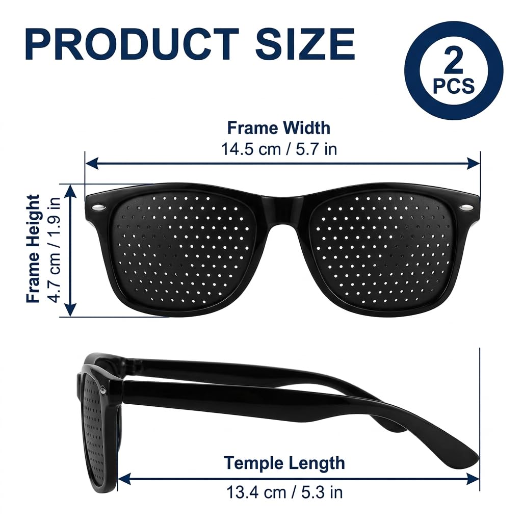 2 Pièces Lunettes Sténopéïques Unisexes à Grille pour Entraînement et Relaxation des Yeux, Lunettes à Trous avec Branches Pliables pour Réduire la Fatigue Oculaire, Idéales pour Écrans et Lecture