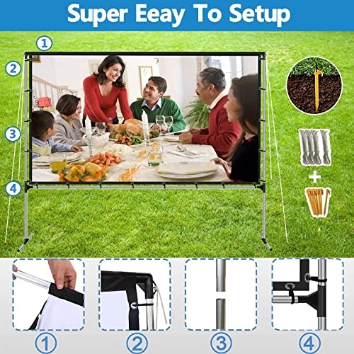 Gzkyylegs Projector Screen With Stand 120 Inch Foldable Portable Movie Screen 16：9 Hd 4K Double Sided Projection Movies Screen With Carry Bag For Indoor Outdoor Home Theater Backyard Cinema Travel #TOP3