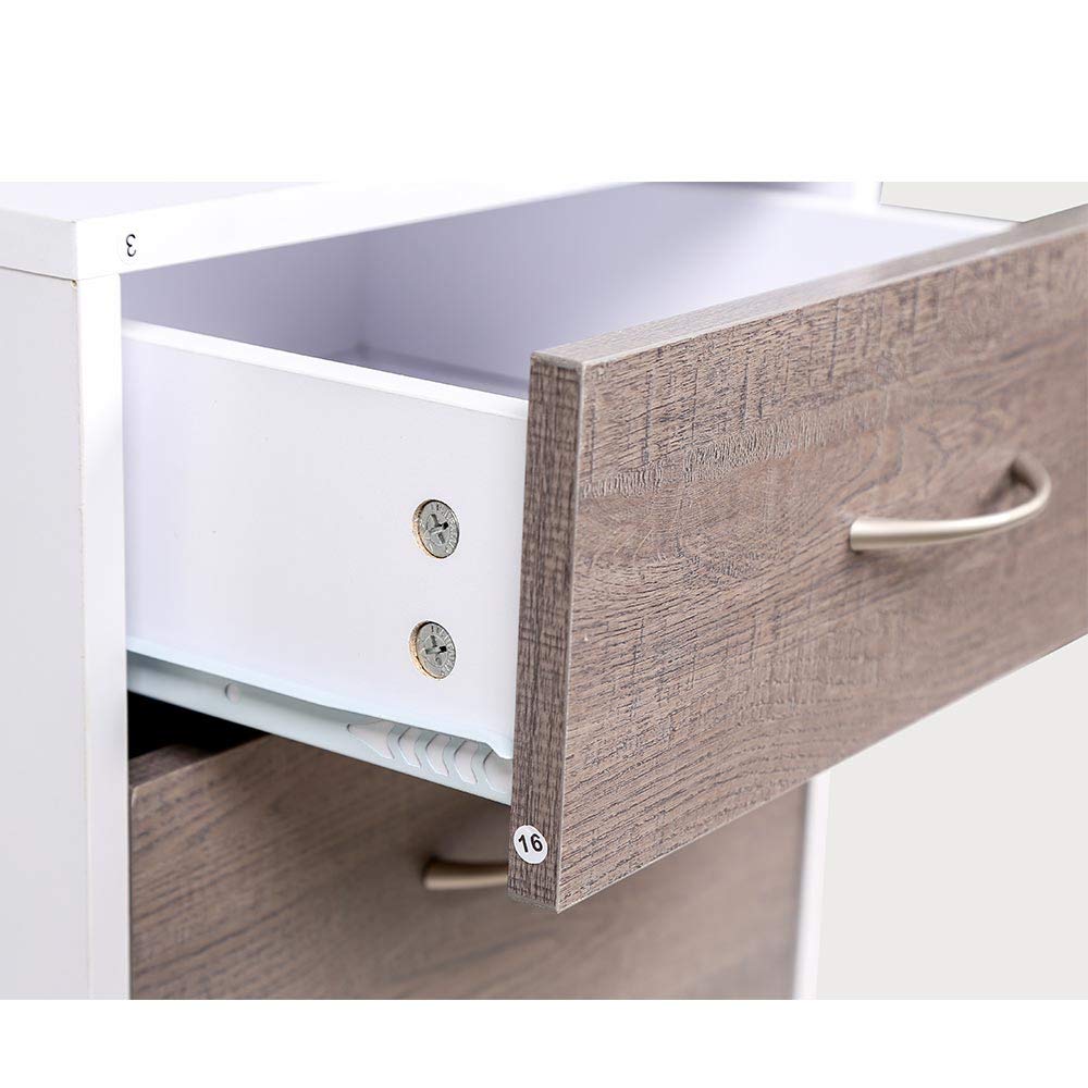 BAKAJI Scrivania con Cassetto e Mobiletto Tavolo da Lavoro Porta Pc Computer in Legno Melaminico Arredamento Casa Ufficio Cameretta (Grigio Rovere)