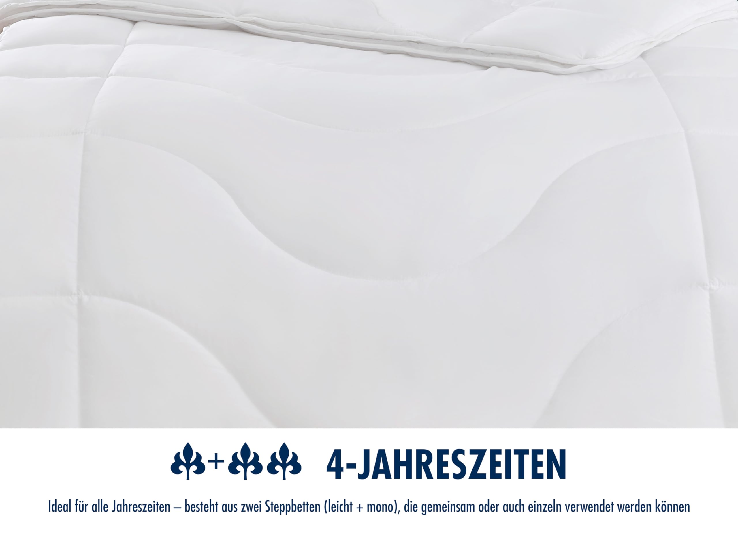 Irisette Lotte 4-Jahreszeitendecke - Produziert in Deutschland - Steppbett mit Top Cool Gewebe, 95 Grad waschbar, inkl. Aufbewahrungstasche, 155 x 220 cm, weiß, Öko-Tex Zertifiziert