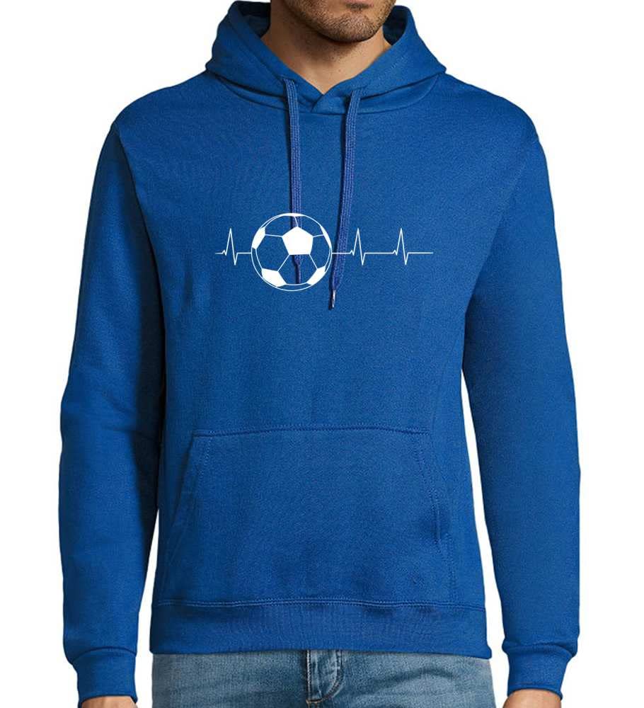 Piłka nożna bicie serca męska bluza z kapturem, niebieski Royal, 4XL