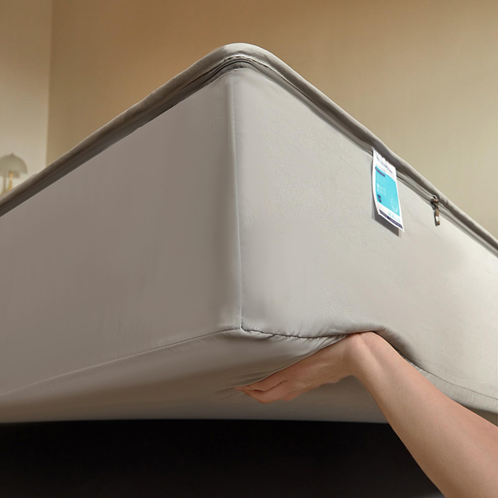 Coprimaterasso trapuntato con cerniera, completamente racchiuso, per letti singoli/matrimoniali/king size, personalizzabile, lavabile e rimovibile, rivestimento totale a 360°, lenzuolo con angoli
