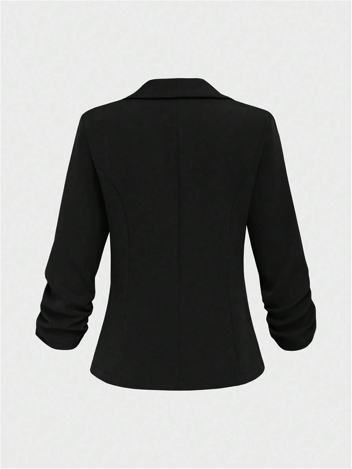 Women's Ruched 3/4 Sleeve Blazer Elegant Button Shawl Collar Business Casual Jackets - Image 2