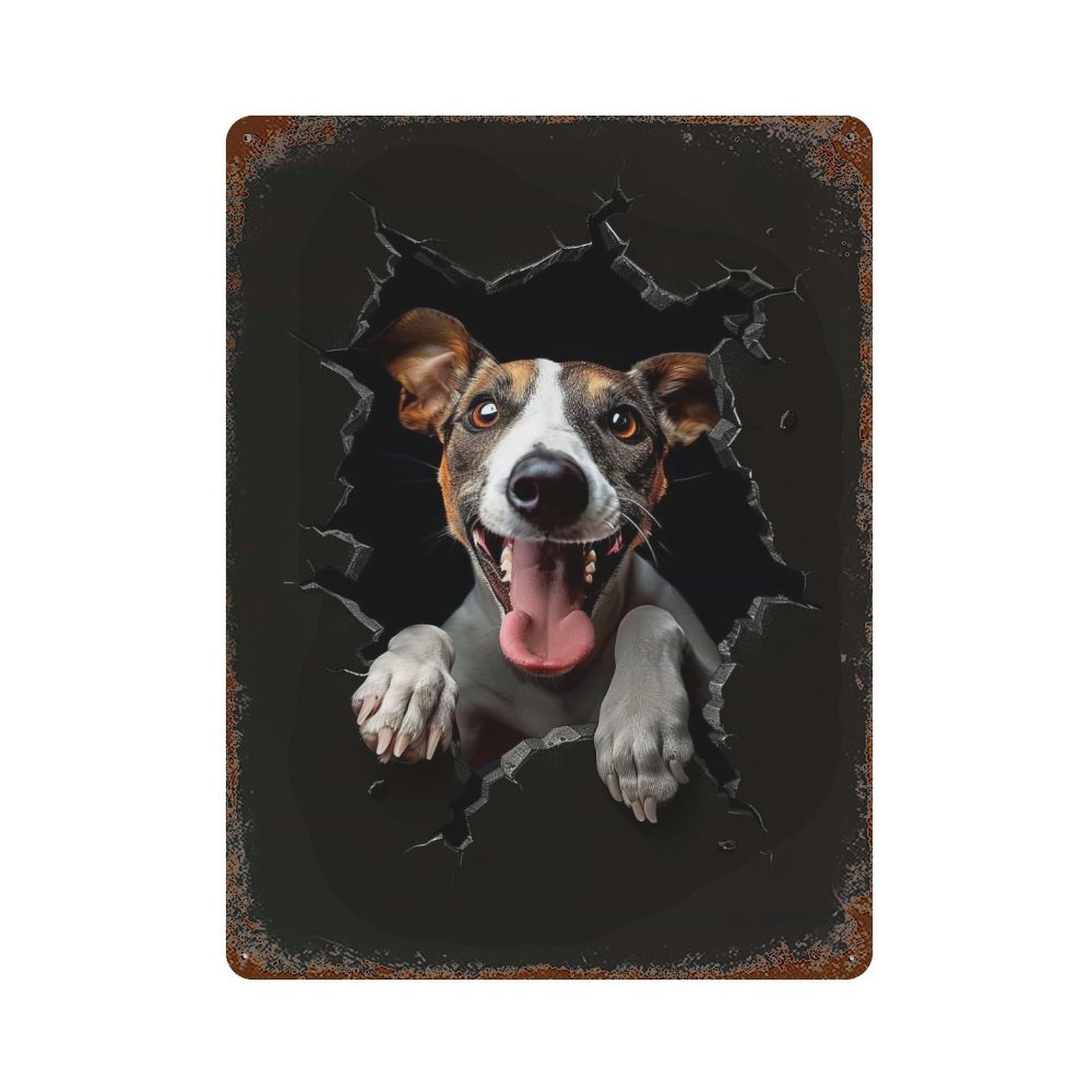 Distressed Metal Wall Sign Greyhound 15.7"x11.8", Decorative Metal Wall Art for Farmhouse, Kitchen And Entryway Decor