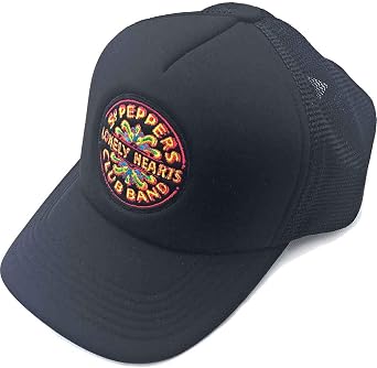 The Beatles Baseball Cap SGT Pepper Drum Logo Official Black Mesh Trucker Size One Size