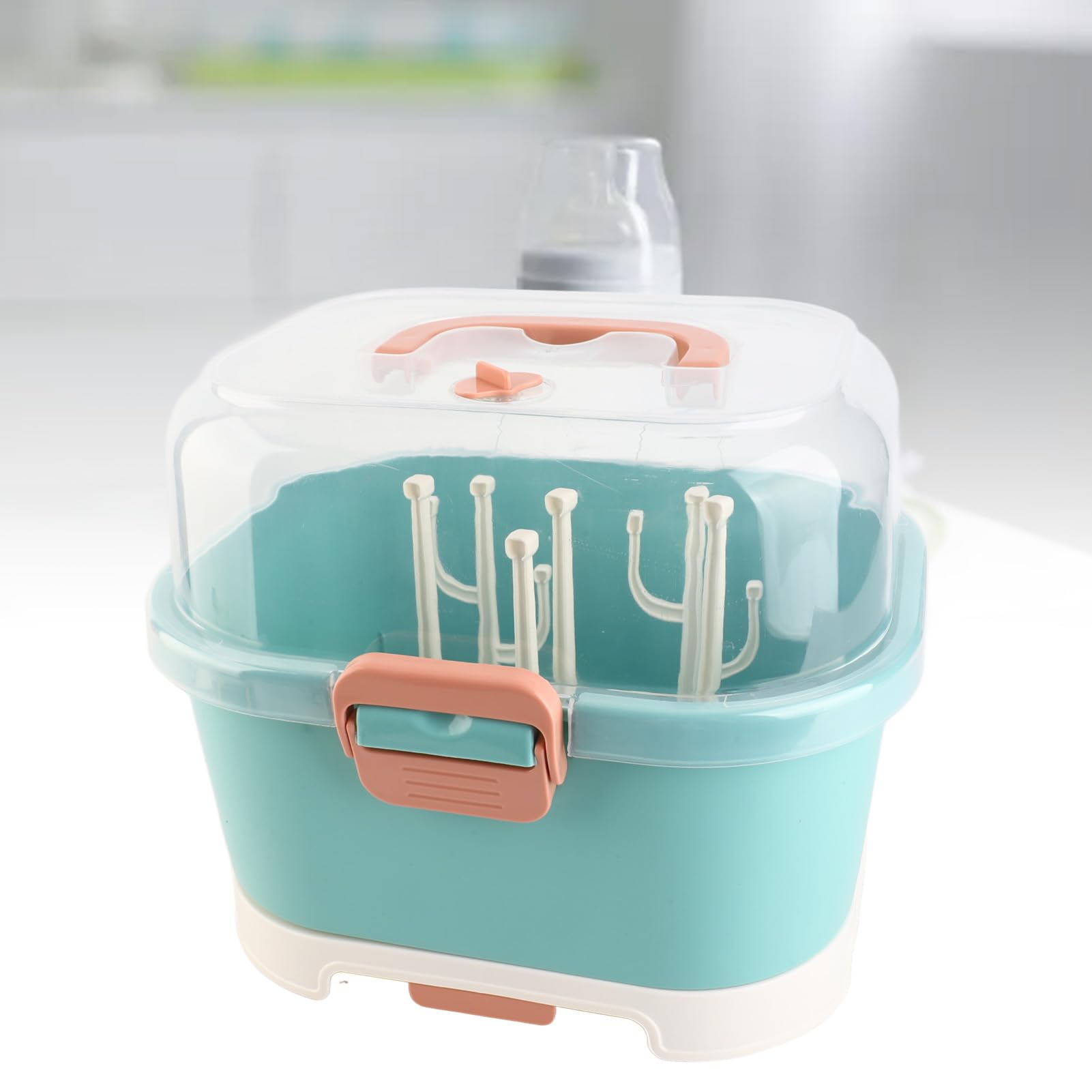 Asciuga Biberon, Scatola Porta Biberon, Porta Biberon, Porta Biberon, Organizzatore Porta Biberon Porta Biberon con Coperchio per Biberon, Stoviglie per Bambini (Green)