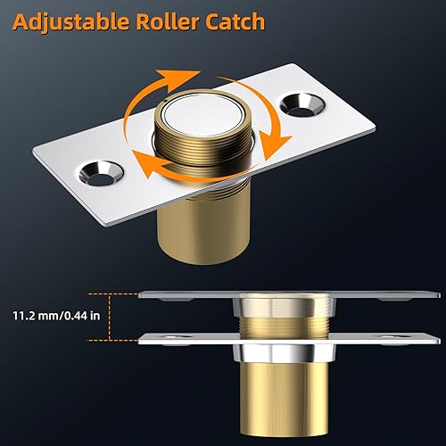 Miniatura 4 de Jiayi - Juego de 2 cierres magnéticos para puerta de armario, paquete de 2 cierres de puerta de bola ajustables, cierre de bola plateada en la parte