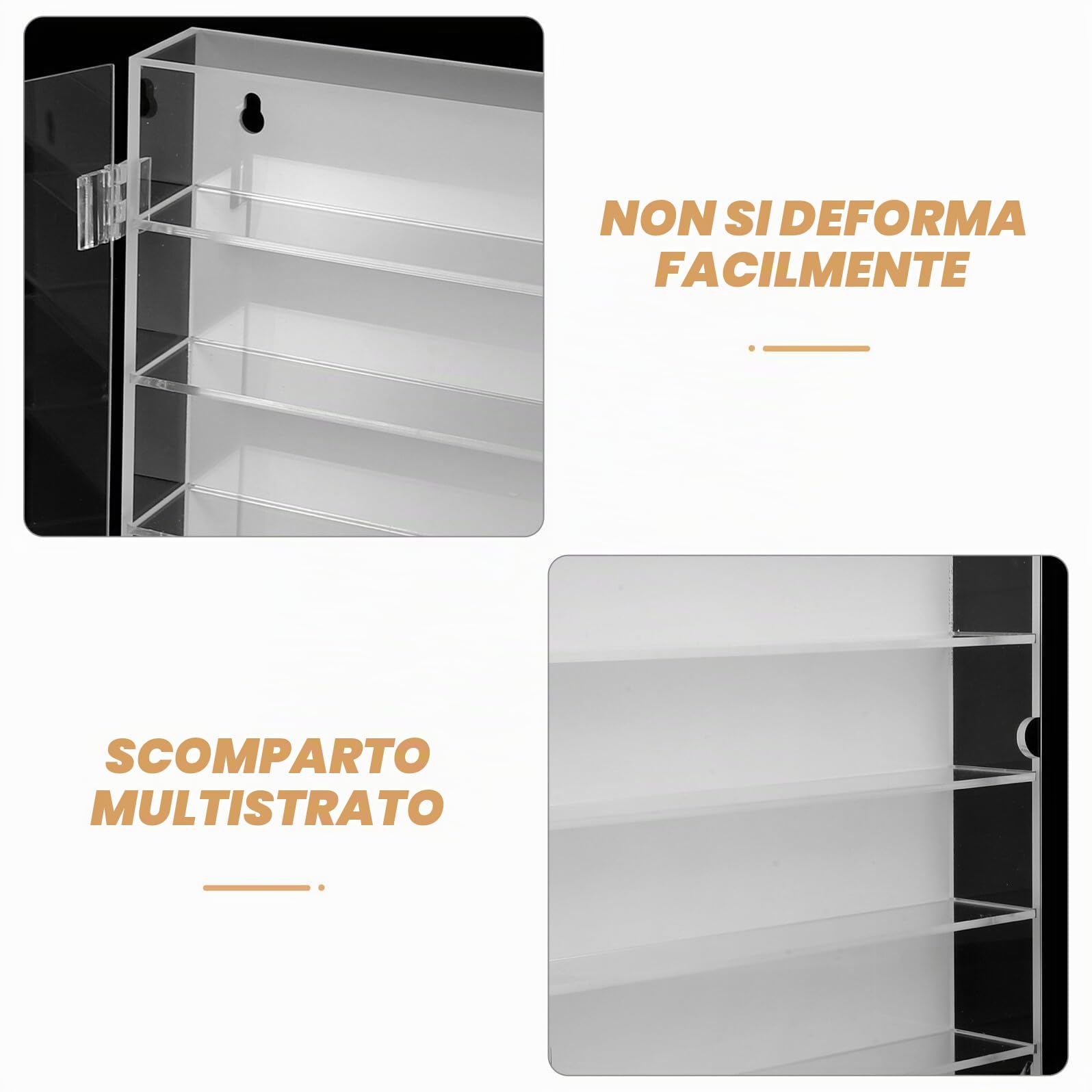 ERINGOGO Vetrina Espositiva in Acrilico Bianco a 5 Livelli per Modellini | Scomparti Individuali, Design Trasparente, Montaggio a Parete per Hobby Room