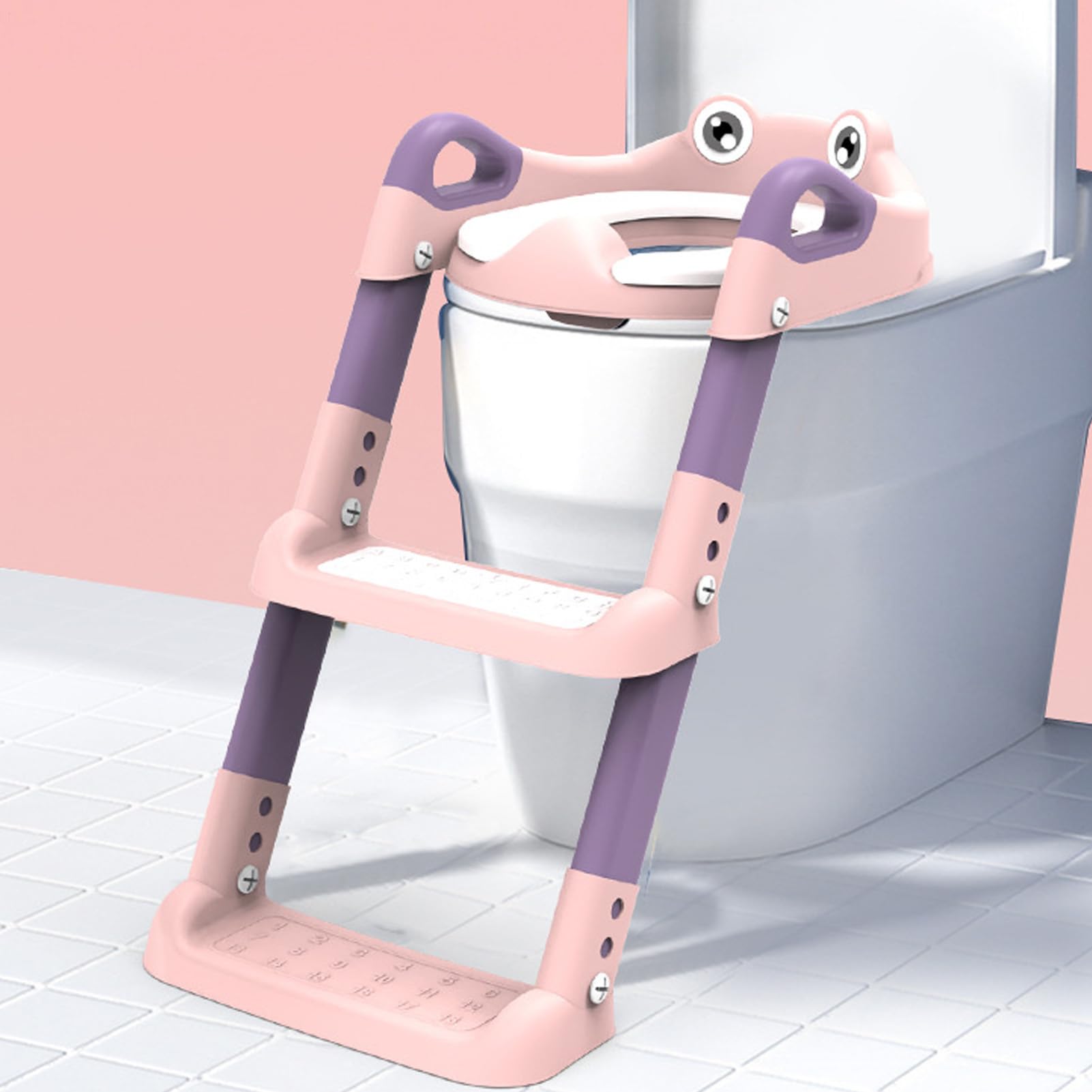 Seggiolino per WC con Scaletta Scaletta Sgabello Regolabile Con Seggiolino | Scaletta Vasino portatile per bambini addestramento al vasino robusto facile da pulire sgabello