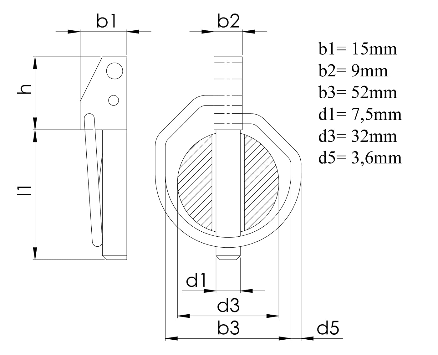 Design61 1 x spina pieghevole 8 x 42 mm zincato galvanizzato DIN 11023