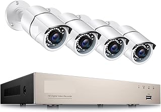 Wireless Security Camera System 1080P Video Surveillance System with Audio,8CH 5MP Lite H.265+ CCTV DVR with 4X 2.0MP HD Outdoor Home Security Camera (Size : None, Color : Bianco)