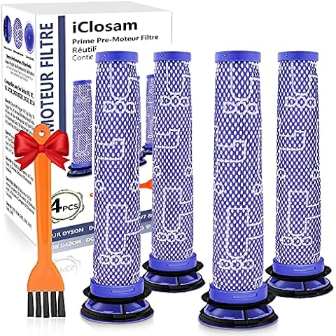 Dyson V6 V7 Series Filter, Pre Motor Filter 4 Pieces, HEPA Filter for Dyson Vacuum Cleaner, Dyson Accessory Post-Motor Filter Blue Cover