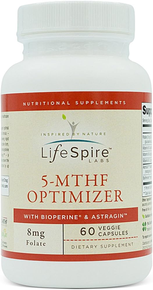 LifeSpire Labs 5-MTHF Optimizer (60 Capsules) - Supports Optimal Methylation and Homocysteine Levels with Vitamin B 12 and Methylated Folate - Includes BioPerine and AstraGin for Superior Absorption